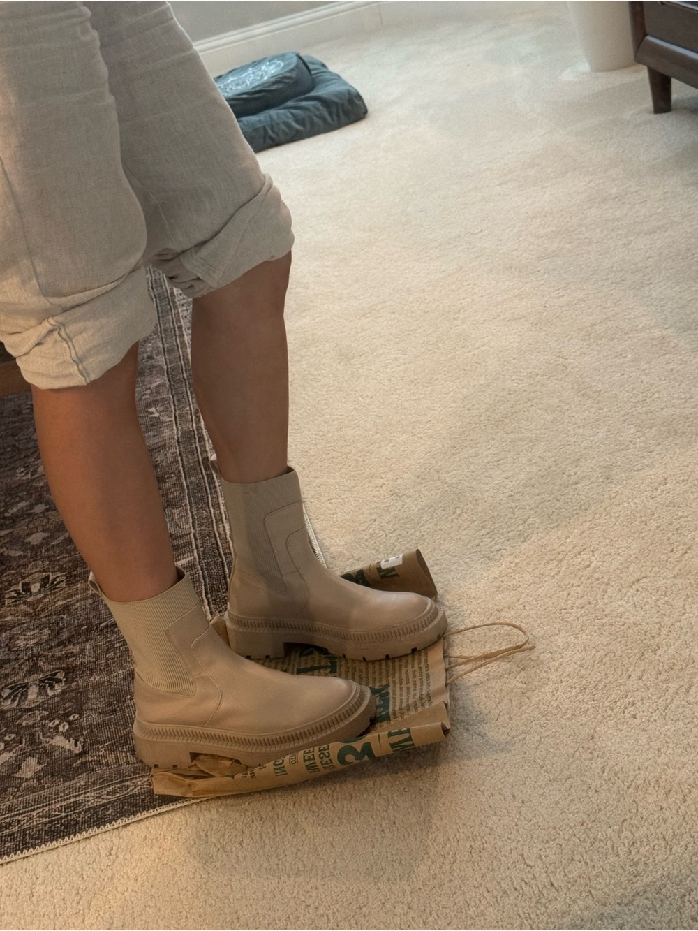 Women’s Chunky Chelsea Boot in Cream - Picture 6 of 10